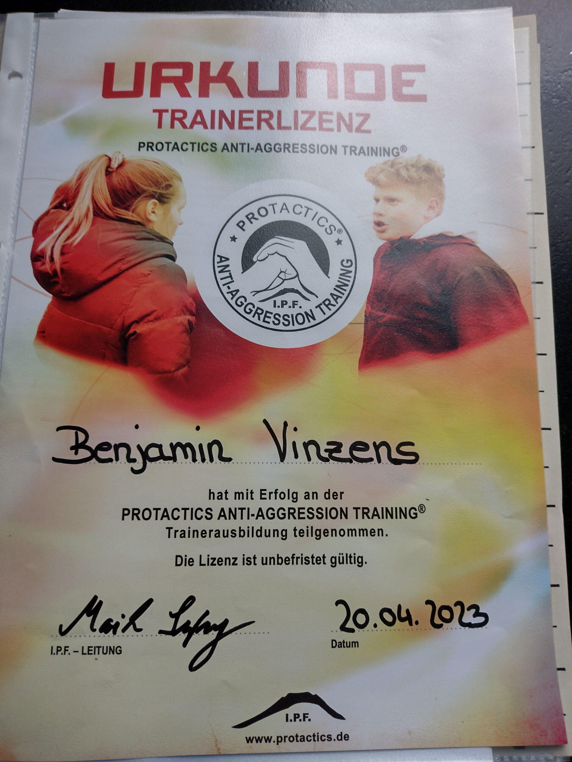 Nachweis Anti-Aggressions-Trainer